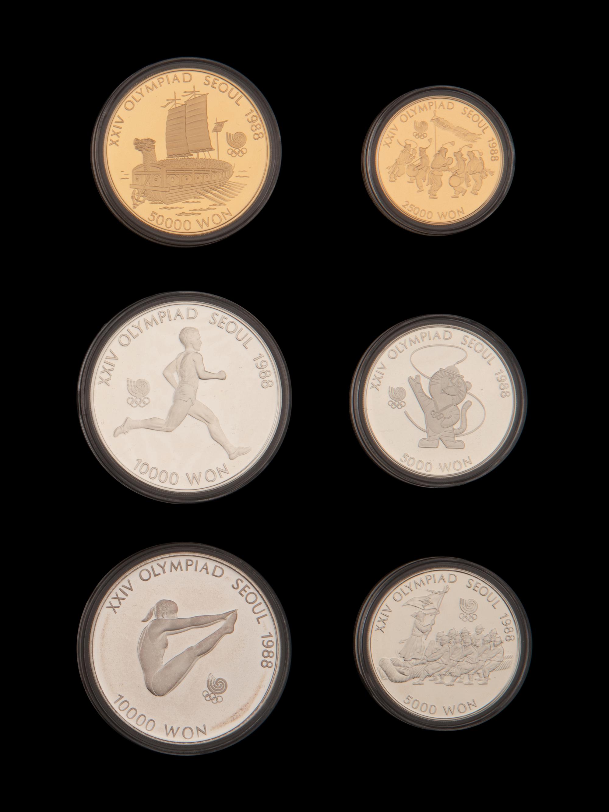 [REPUBLIC OF KOREA] A Collection of 1988 Summer Olympic Games Commemorative Gold and Silver Coins