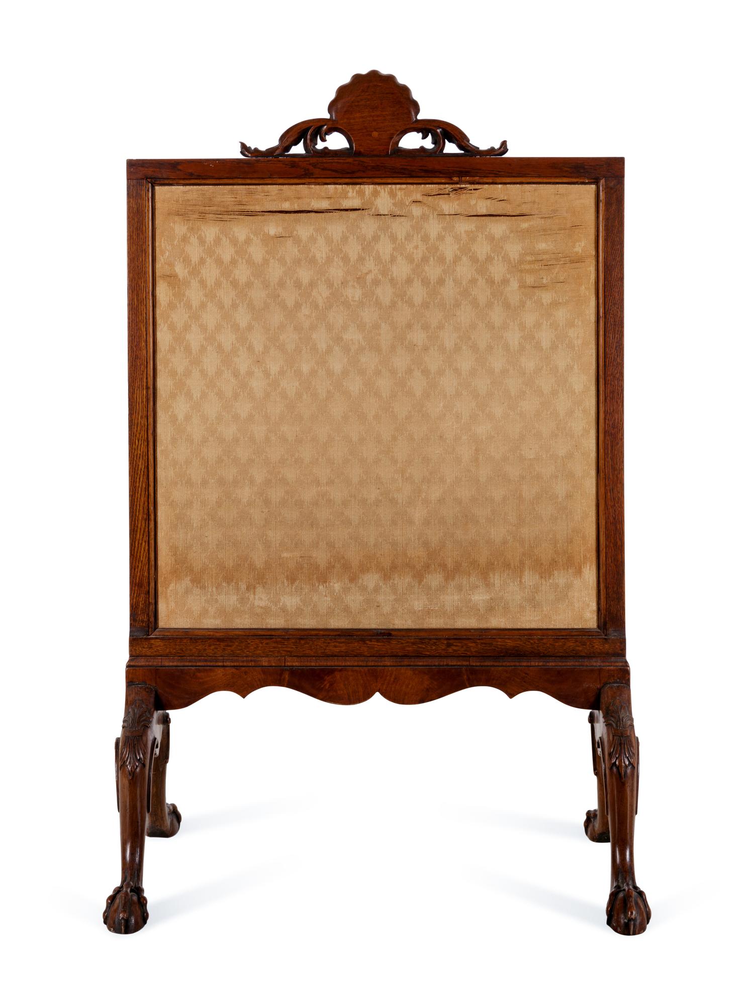 A George II Needlepoint-Inset Walnut Fire Screen