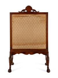 A George II Needlepoint-Inset Walnut Fire Screen