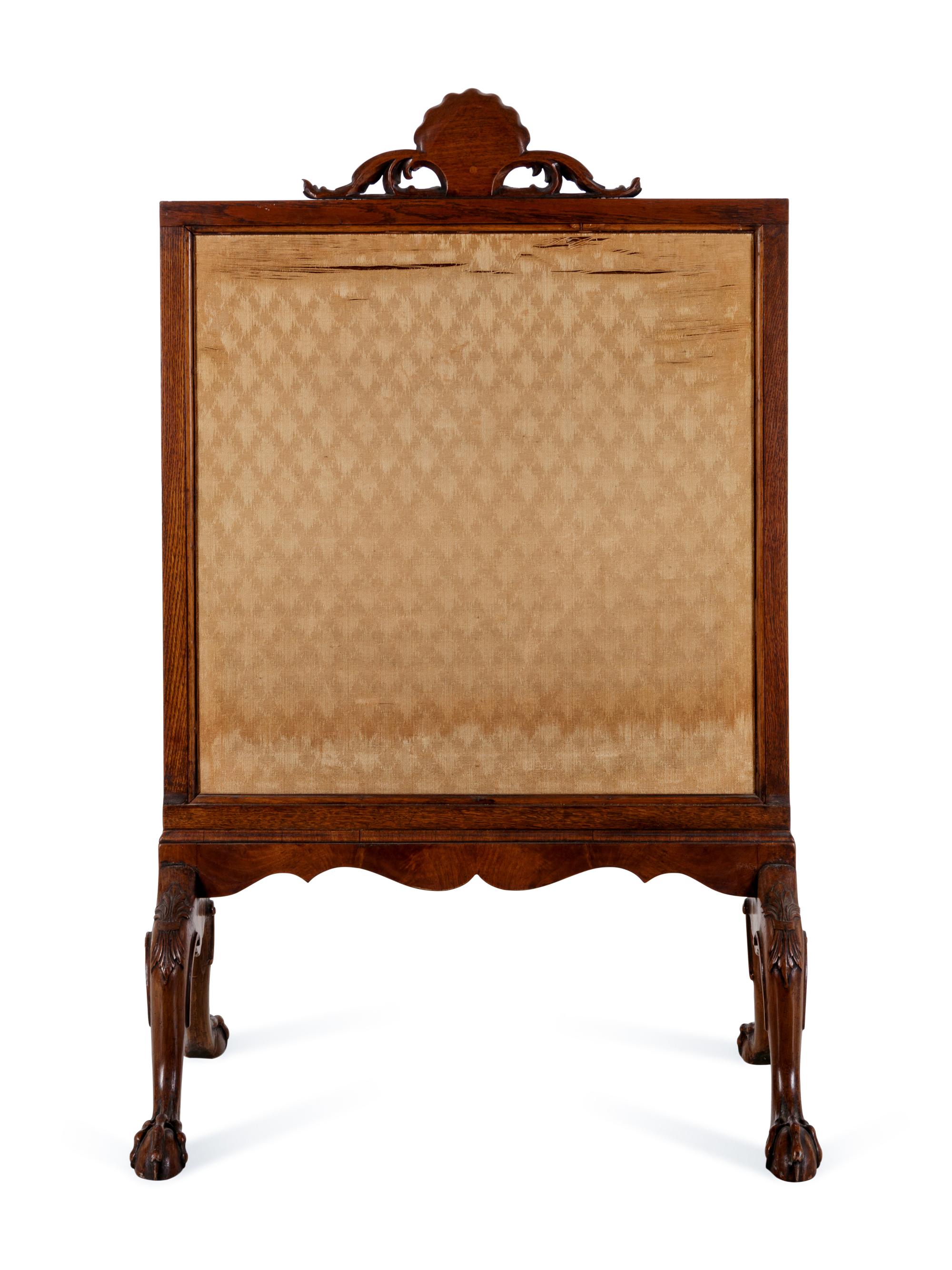 A George II Needlepoint-Inset Walnut Fire Screen