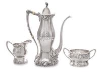 An American Silver Coffee Service, Gorham Mfg. Co., Providence, RI, 1906, comprising a coffee pot, a sugar and a creamer, each with app