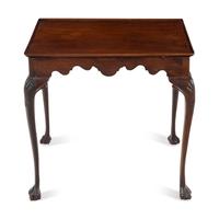 A George II Walnut and Mahogany Tea Table