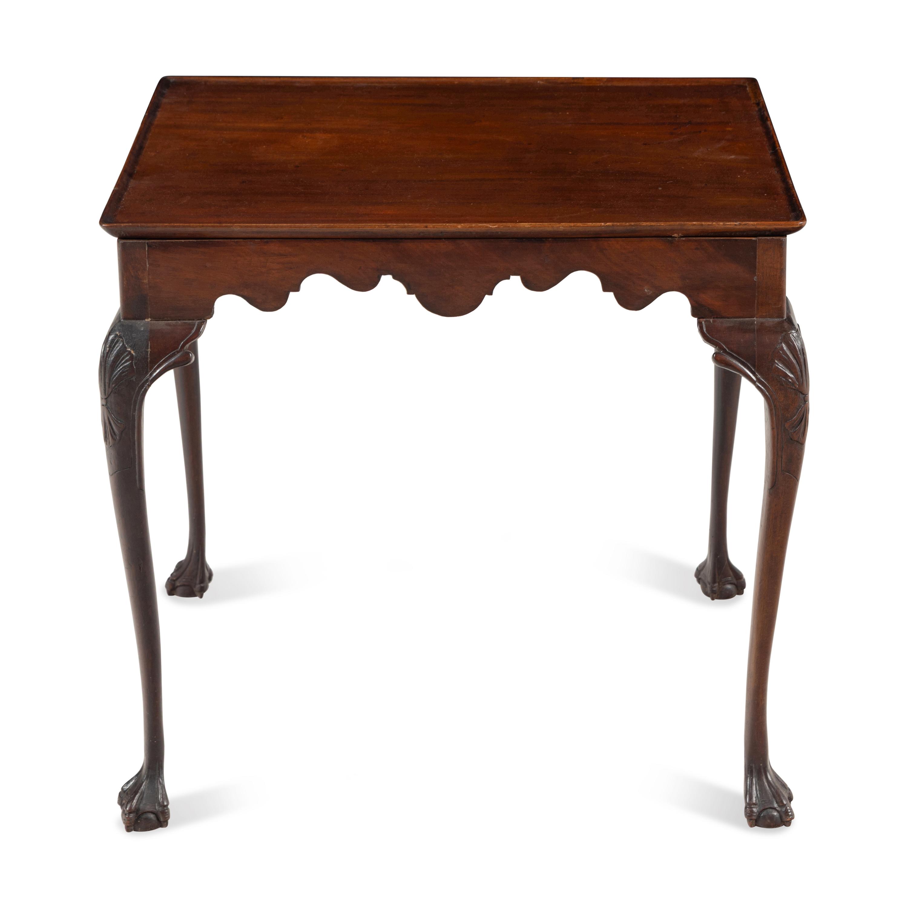 A George II Walnut and Mahogany Tea Table