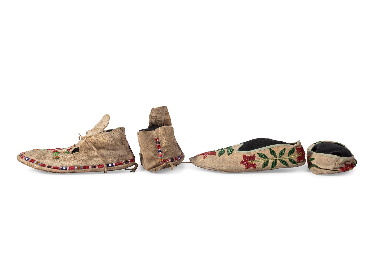 Northern Plains Beaded Hide Moccasins