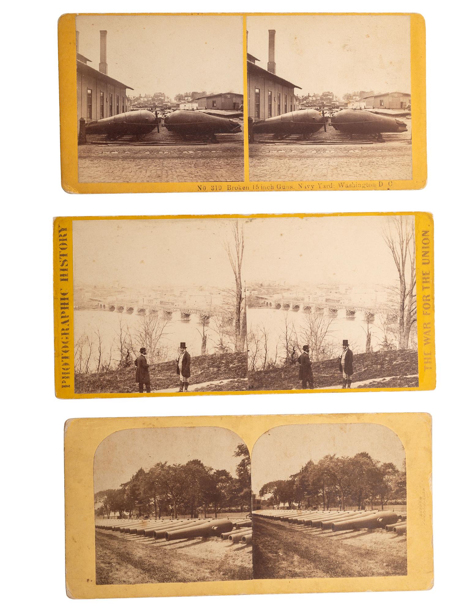 [CIVIL WAR]. A group of 25 stereoviews, highlighted by images of the US Navy Yard, Washington, DC, incl. monitors, and cannon, and views of St. Augustine, Florida.