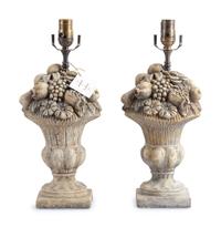 A Pair of Continental Cast Stone Finials Mounted as Lamps