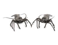 A Pair of Japanese Silvered Bronze Articulated Models of Ebi, Spiny Lobsters