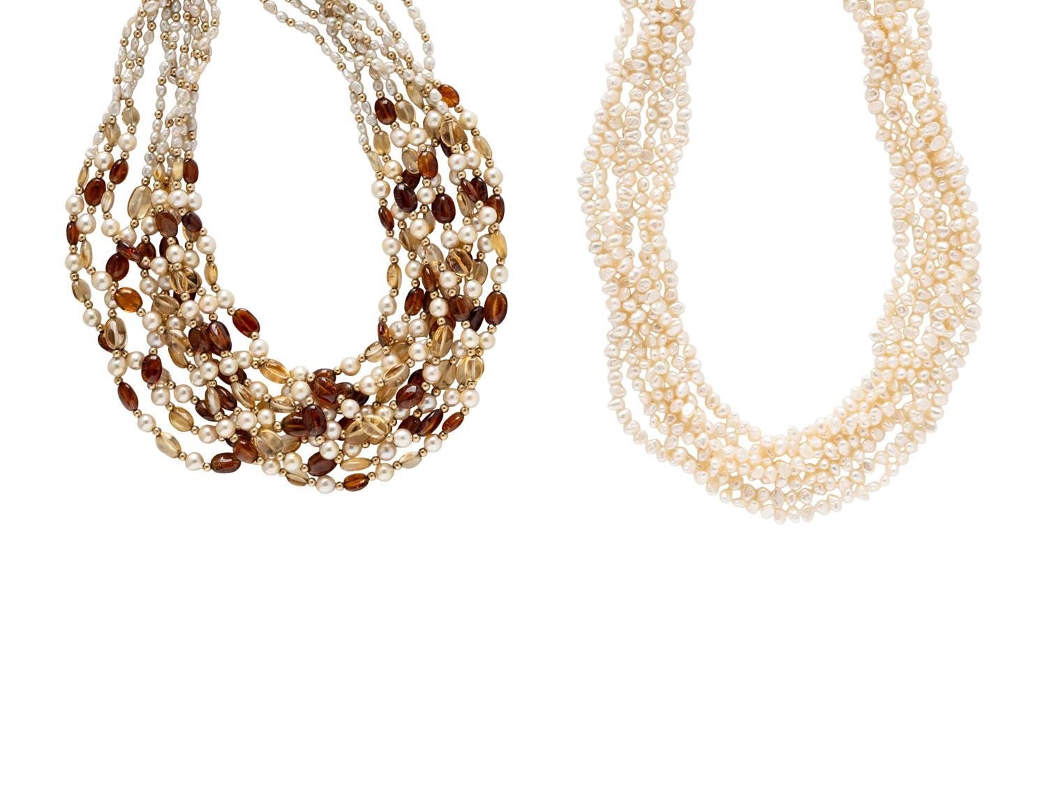 TWO KESHI PEARL NECKLACES
