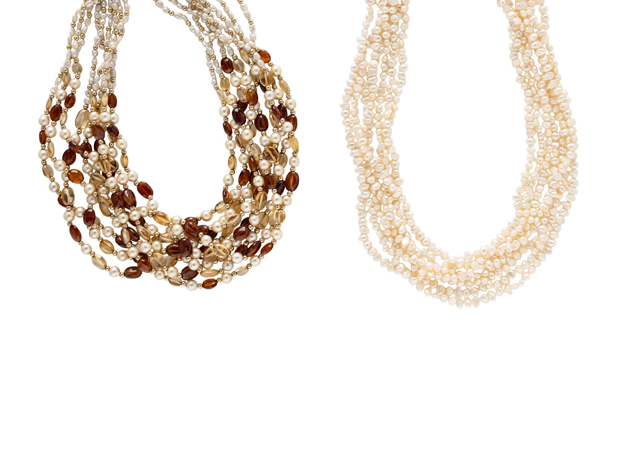 TWO KESHI PEARL NECKLACES