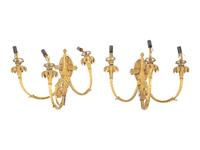 A Pair of Napoleon III Gilt Bronze Three-Light Sconces