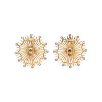 PAIR OF YELLOW GOLD AND DIAMOND BROOCHES