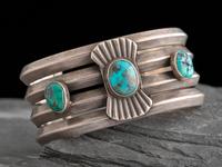 Navajo Silver and Turquoise Cuff Bracelet