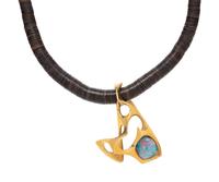 DONALD WRIGHT, MODERNIST, YELLOW GOLD AND OPAL TRIPLET PENDANT