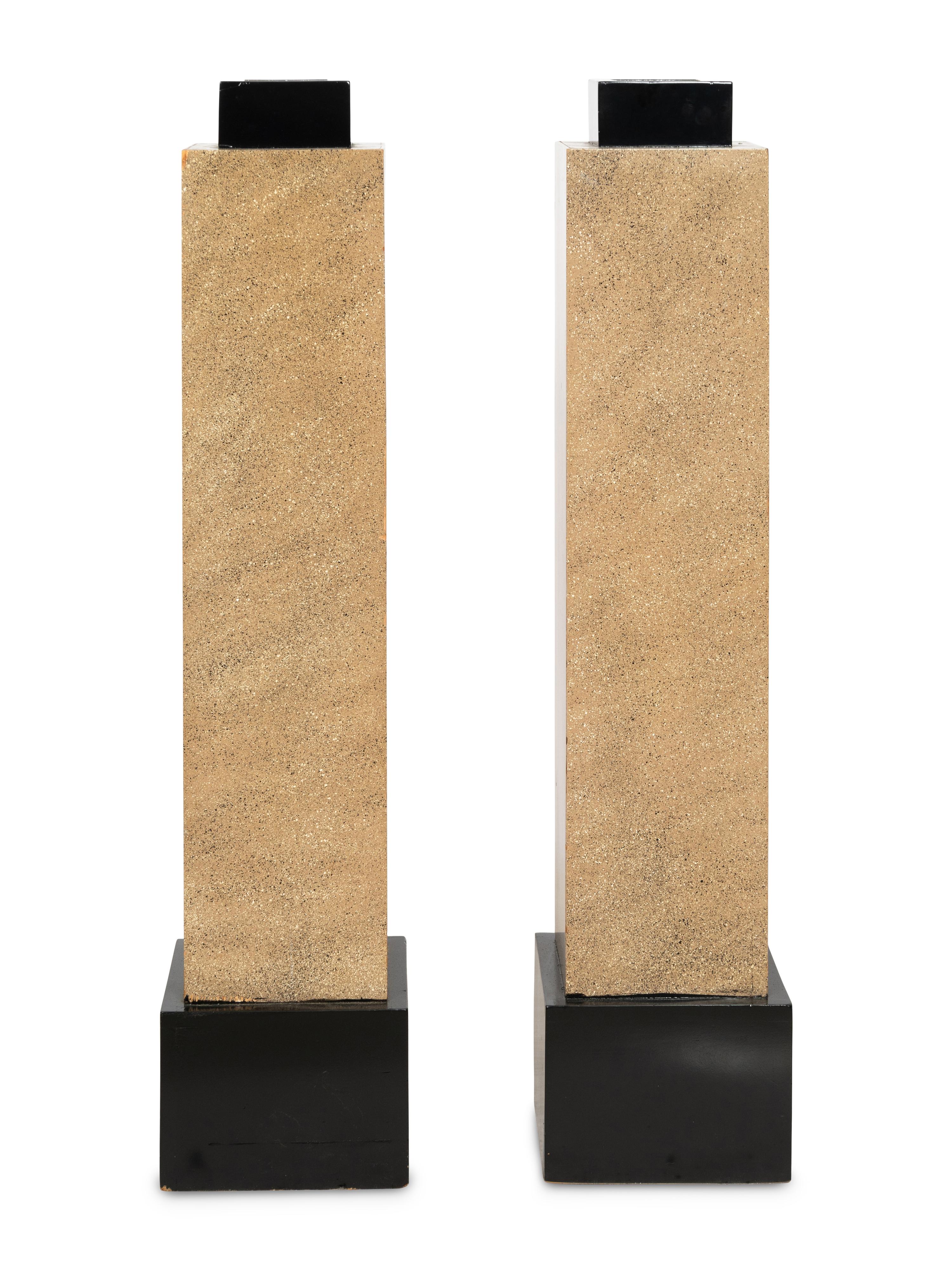 A Pair of Art Deco Style Faux-Porphyry Pedestals
