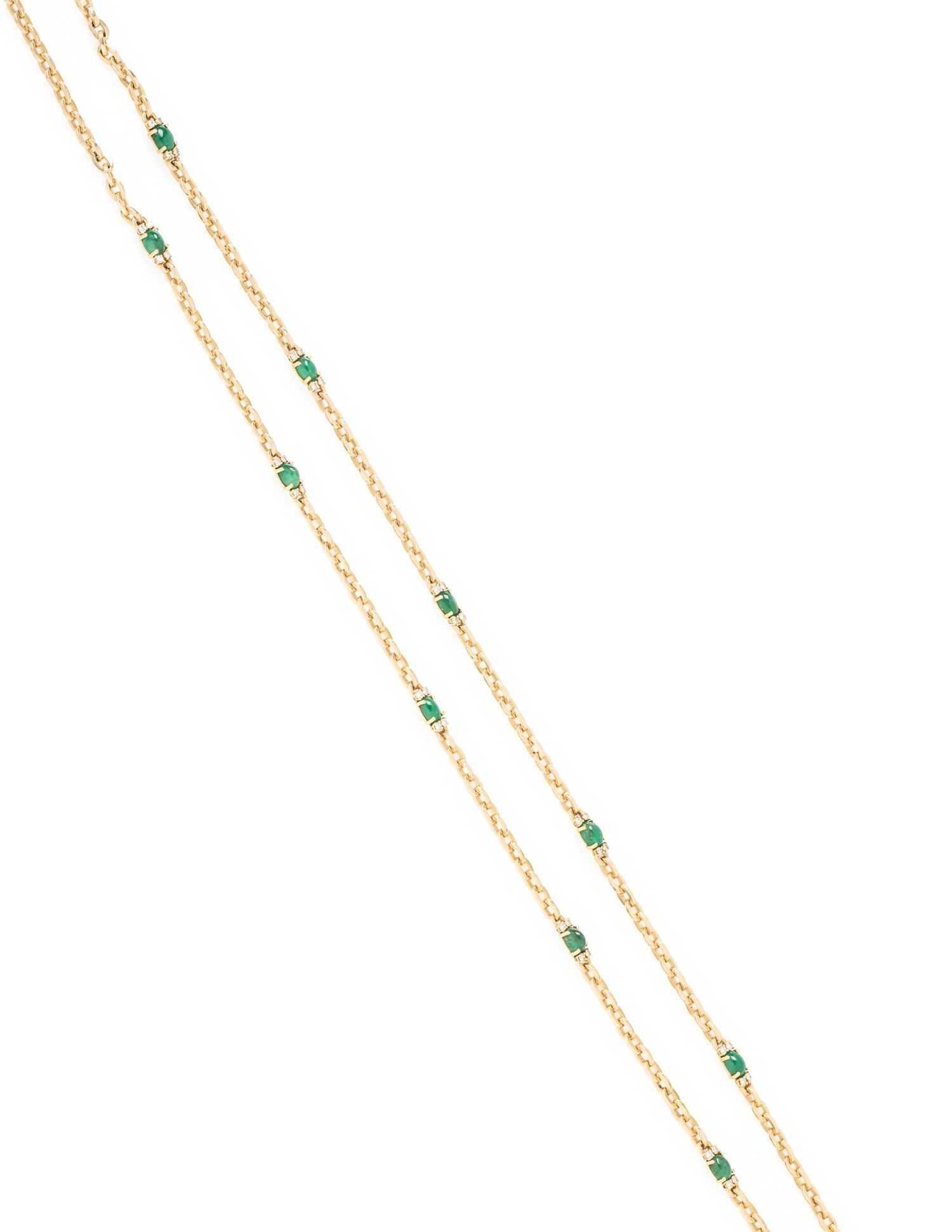 YELLOW GOLD, EMERALD AND DIAMOND NECKLACE