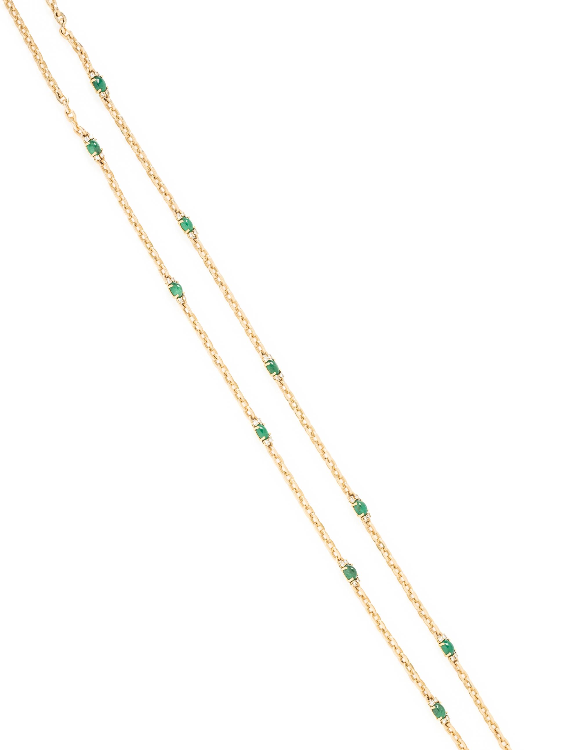 YELLOW GOLD, EMERALD AND DIAMOND NECKLACE