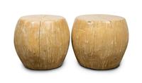 A Pair of Contemporary Barrel Form Tables Height 23 1/2 x diameter 28 inches.