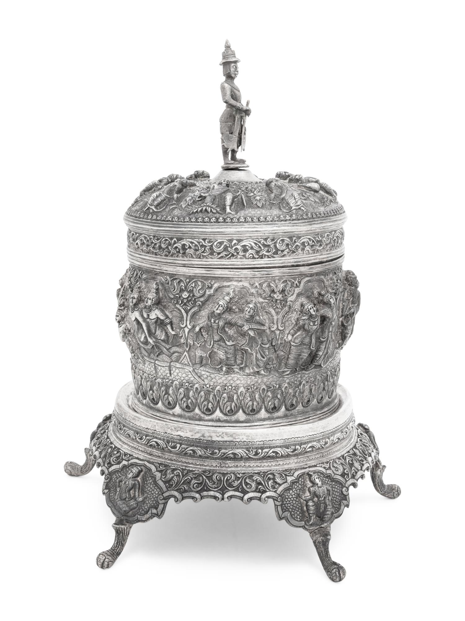 A Southeast Asian Silver Covered Jar on Stand