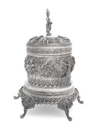 A Southeast Asian Silver Covered Jar on Stand
