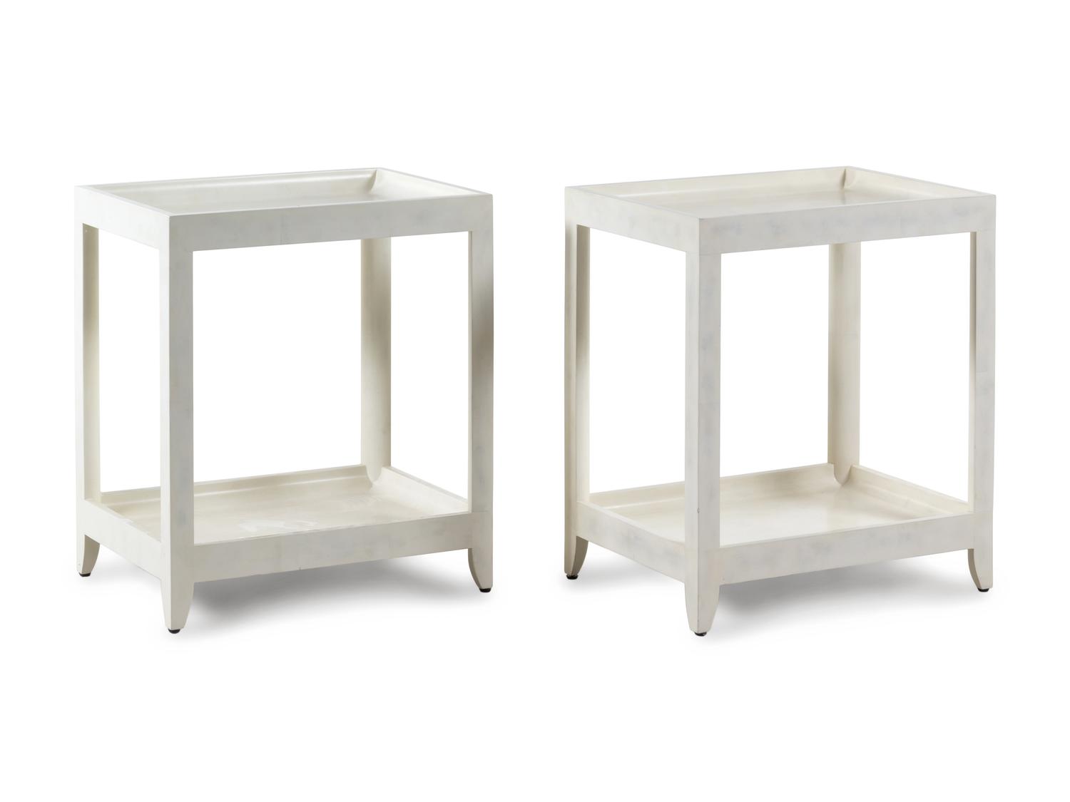 A Pair of White Painted End Tables