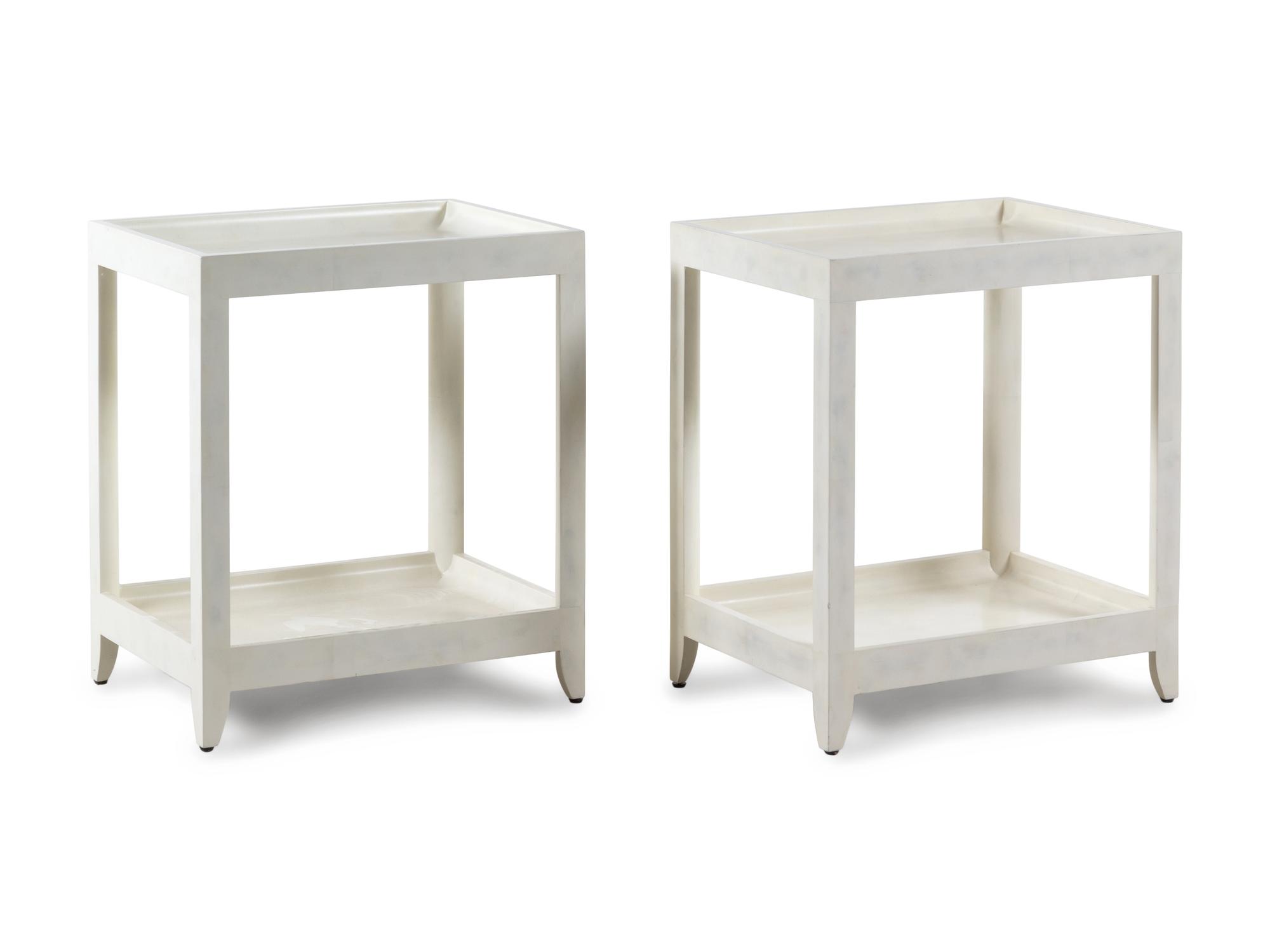 A Pair of White Painted End Tables