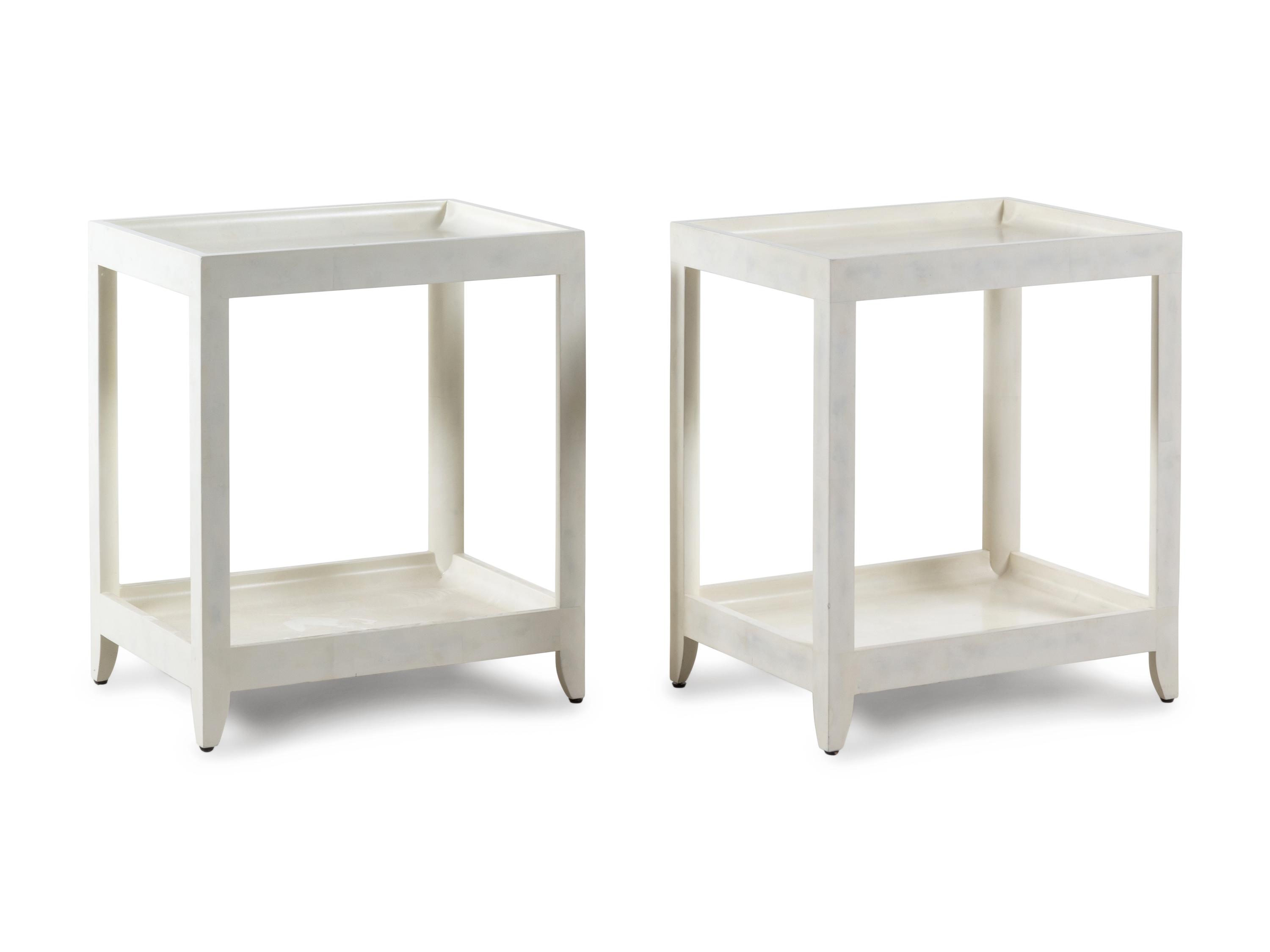 A Pair of White Painted End Tables