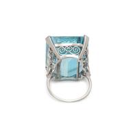 AQUAMARINE AND DIAMOND RING