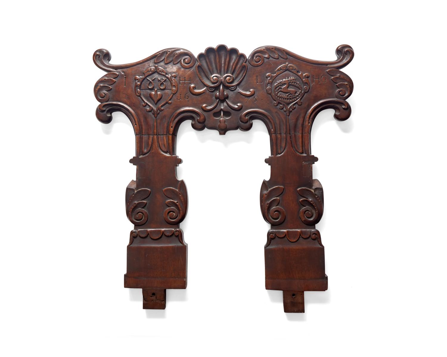 A Group of Seven English and Continental Renaissance / Baroque Carved Oak and Walnut Architectural Fragments