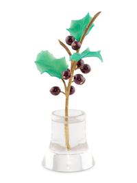 A Carved Rock Crystal and Hardstone Black Currant Plant Study