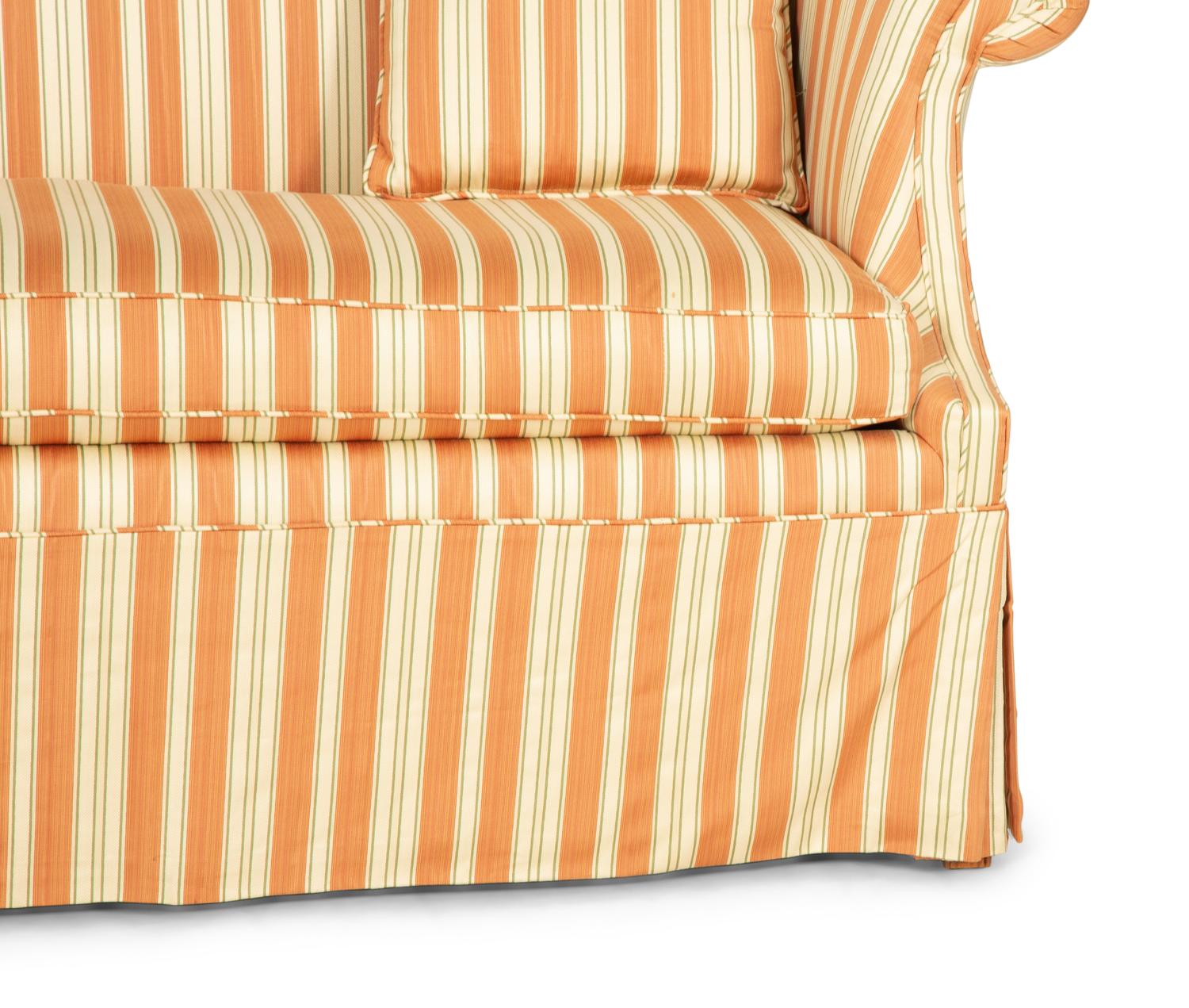 A Modern Camelback Sofa with Stripe Upholstery