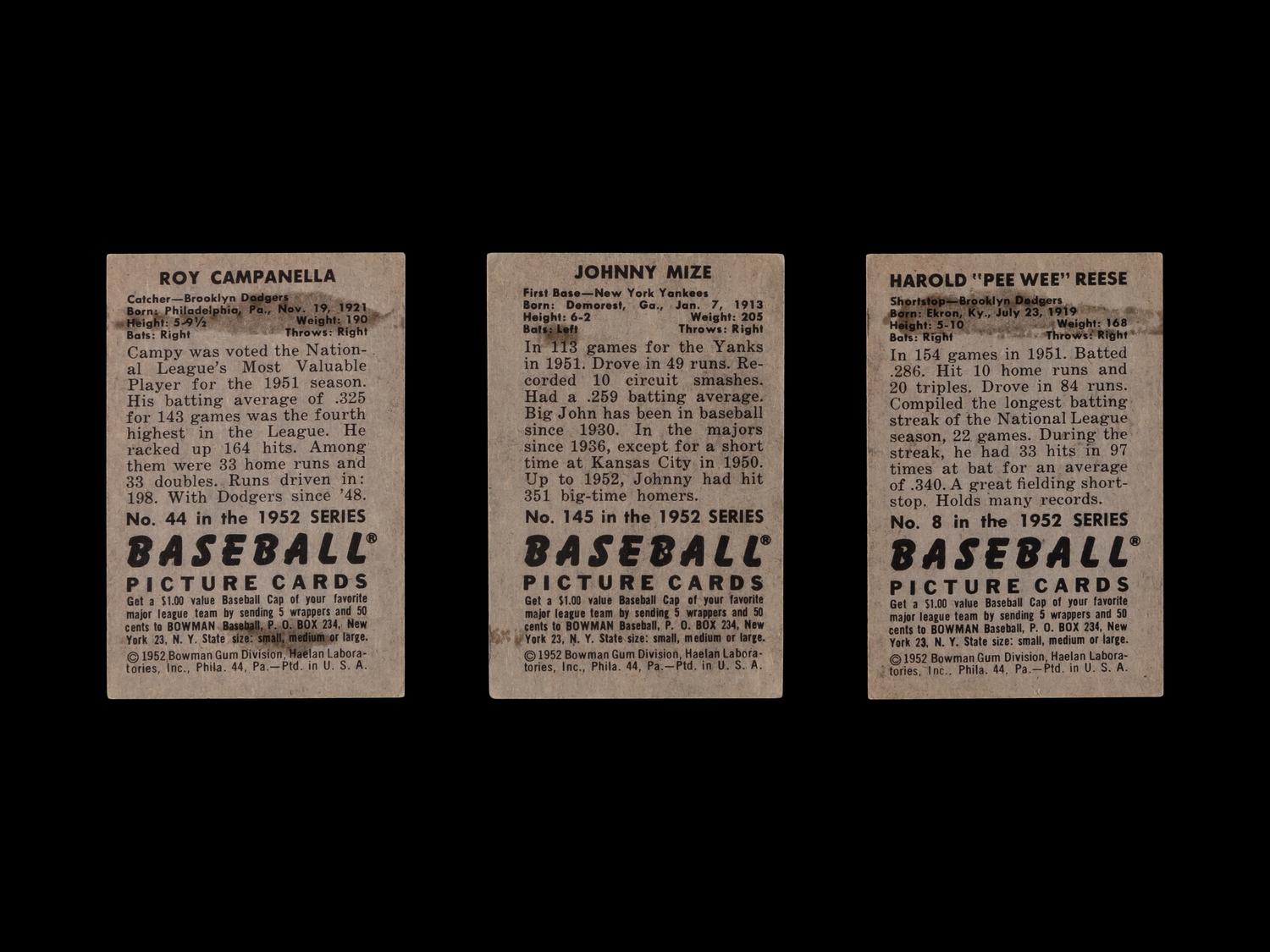 A Collection of 1952 Bowman Baseball Cards Including Notables and Hall of Famers (81)