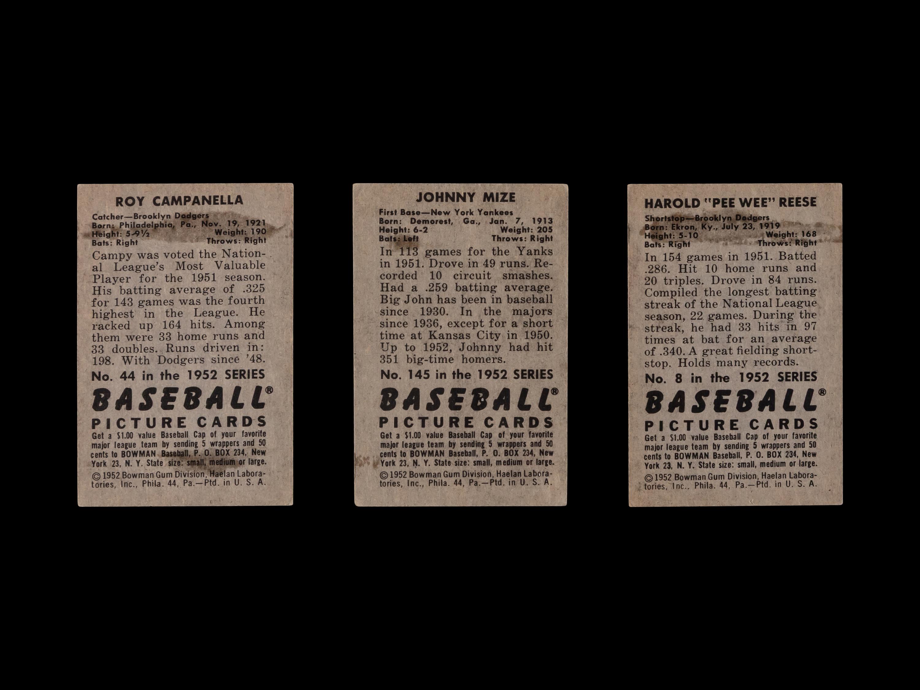 A Collection of 1952 Bowman Baseball Cards Including Notables and Hall of Famers (81)