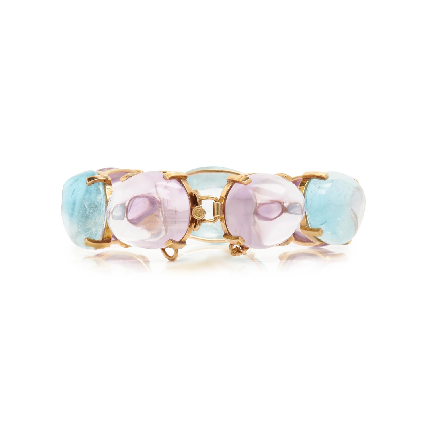 YELLOW GOLD AND MULTIGEM BRACELET AND RING