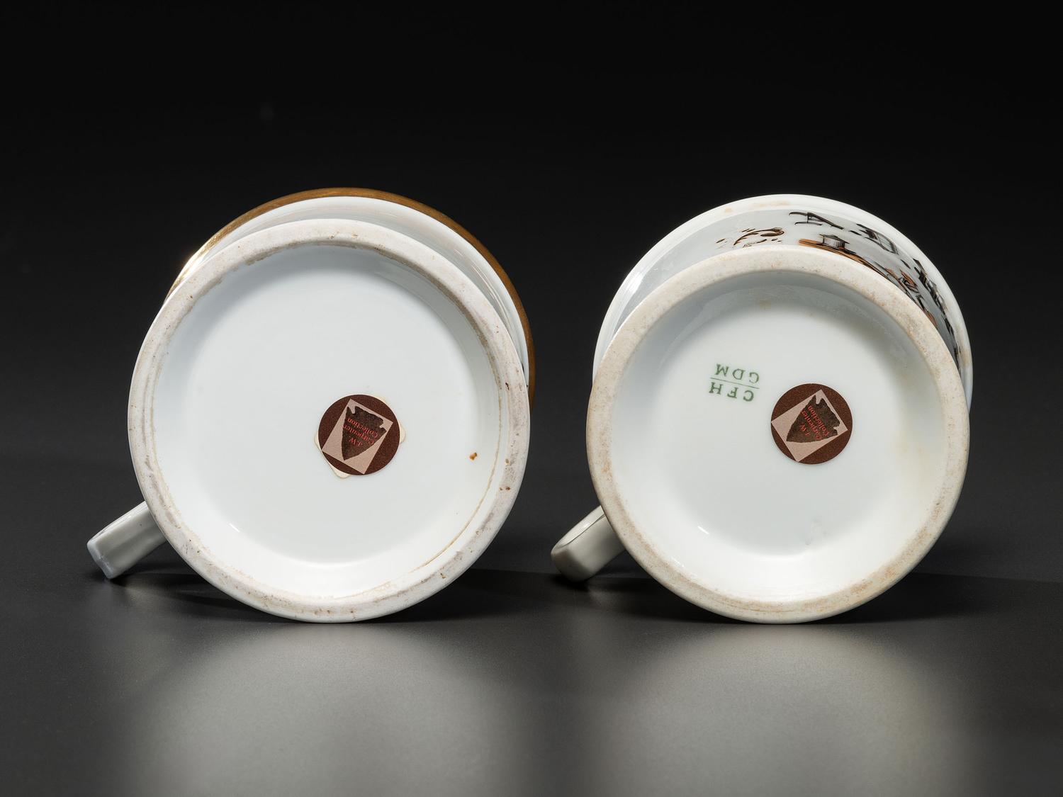 A Tinsmith and A Blacksmith's Porcelain Occupational Shaving Mugs