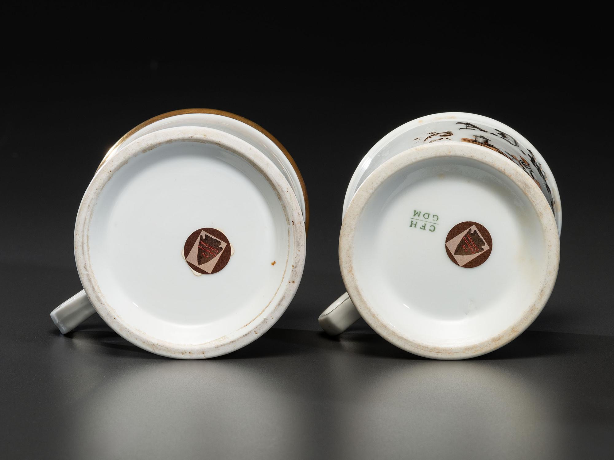 A Tinsmith and A Blacksmith's Porcelain Occupational Shaving Mugs