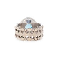DORIS PANOS, BLUE TOPAZ AND DIAMOND RING