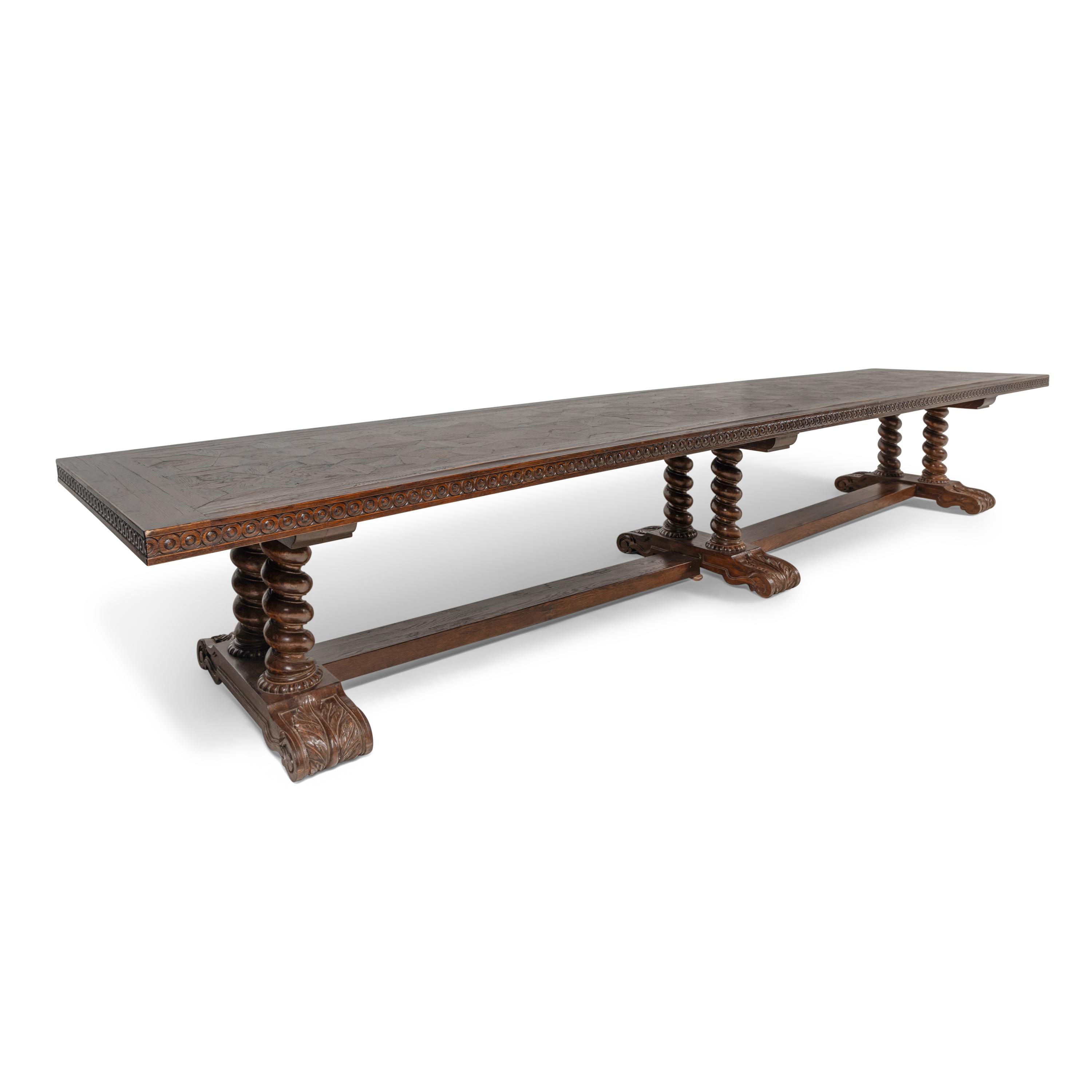 An Italian Oak Parquetry Refectory Table