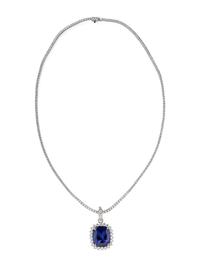 TANZANITE AND DIAMOND PENDANT NECKLACE