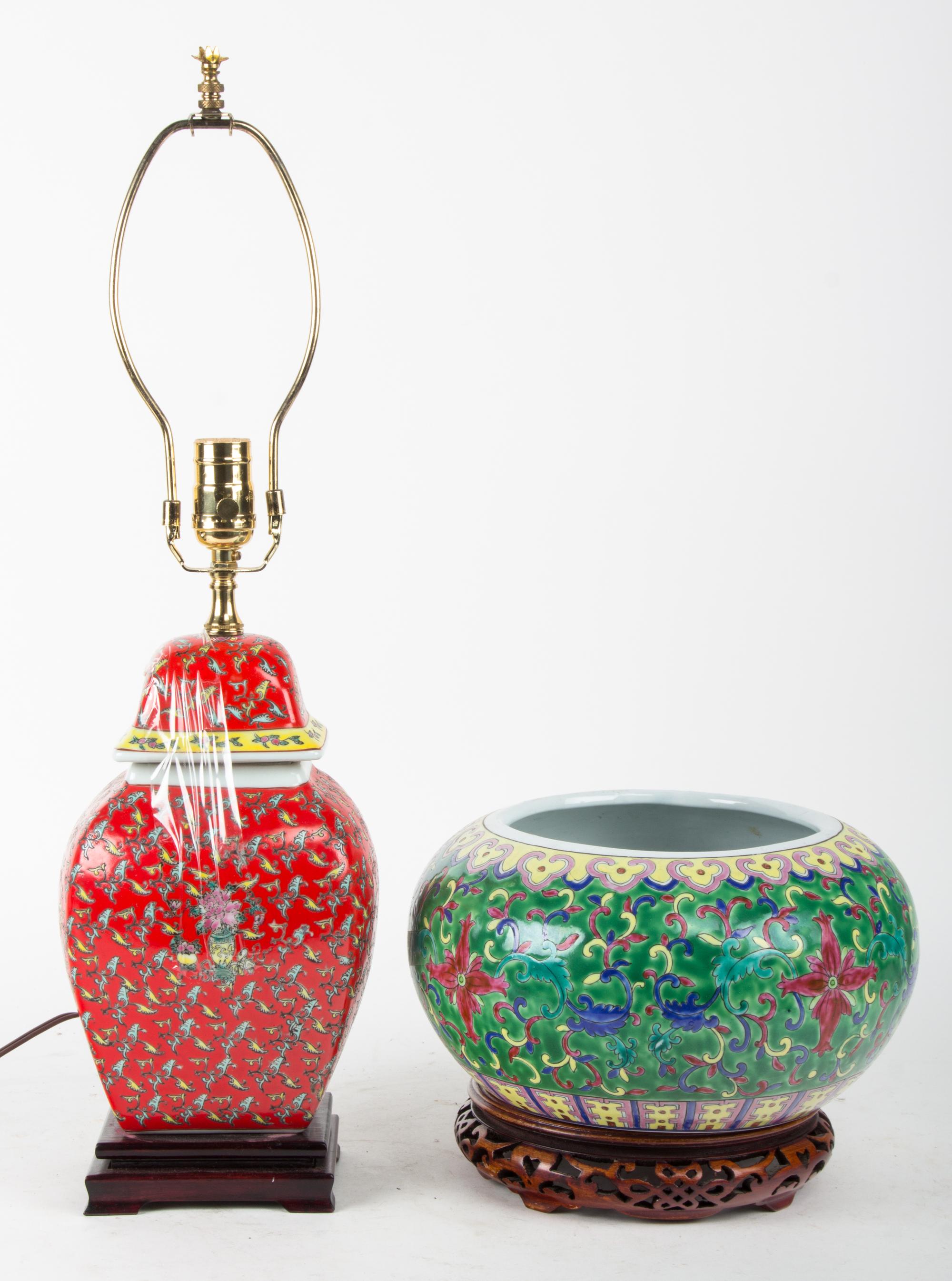 Two Chinese Porcelain Vases Height 25 inches.