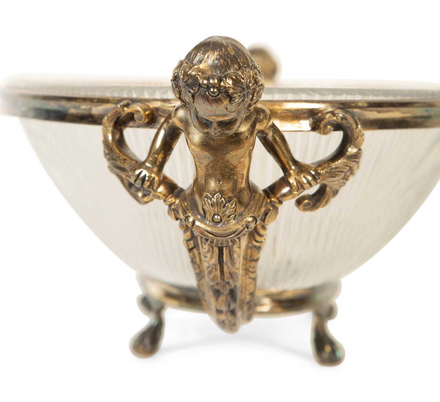A Neoclassical Style Silver-Plate and Cut Glass Centerpiece Bowl
