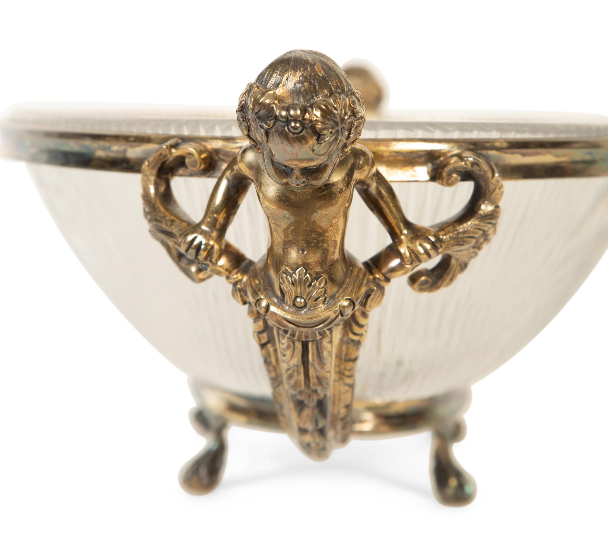 A Neoclassical Style Silver-Plate and Cut Glass Centerpiece Bowl