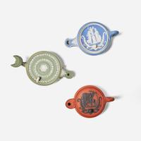 Three Wedgwood Dry Bodied Oil Lamps UK, 19th century