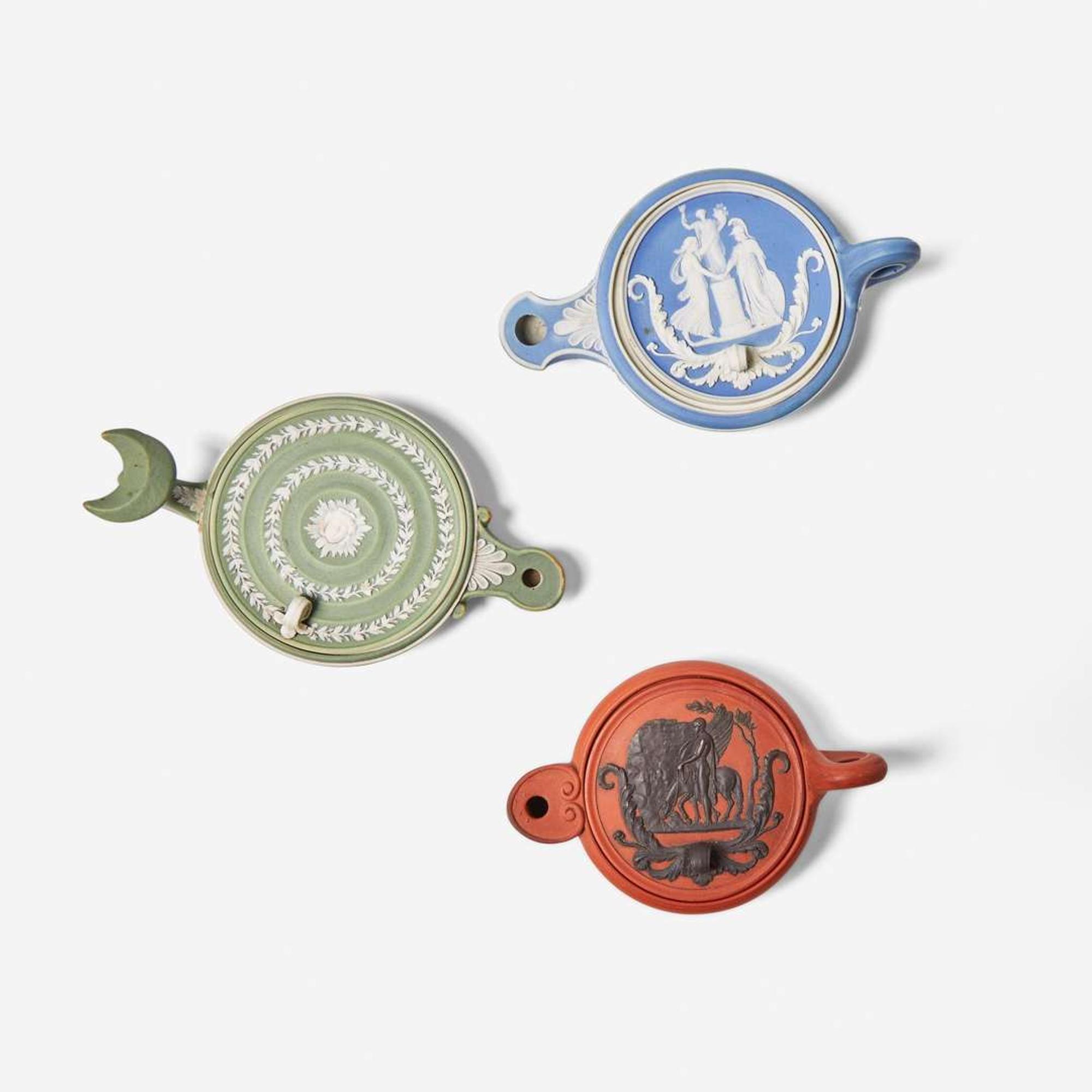 Three Wedgwood Dry Bodied Oil Lamps UK, 19th century