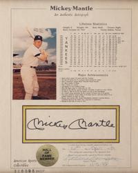 A Mickey Mantle Signed Autograph Career Statistics Display (Beckett Authentication Services Letter),