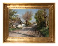 Spring day with a horse carriage on the road near Jyllinge