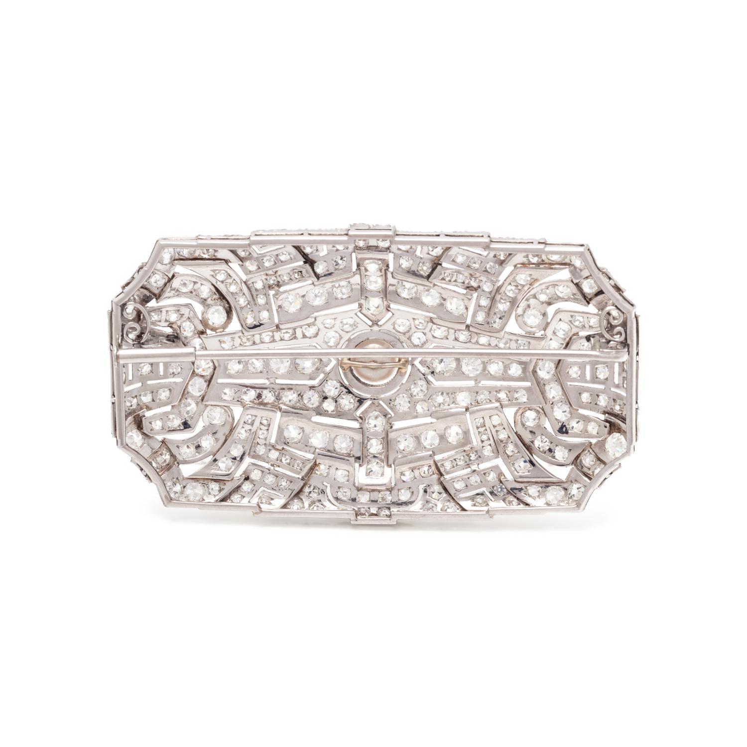DIAMOND AND CULTURED PEARL BROOCH