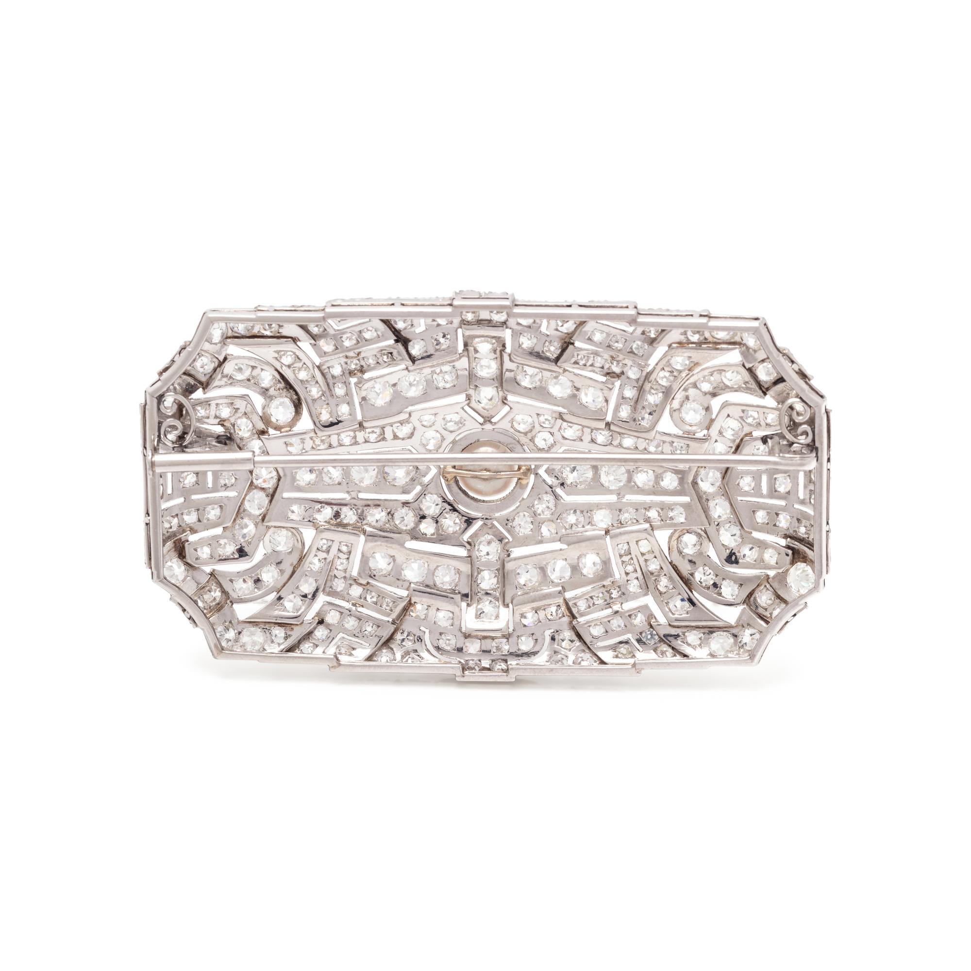 DIAMOND AND CULTURED PEARL BROOCH