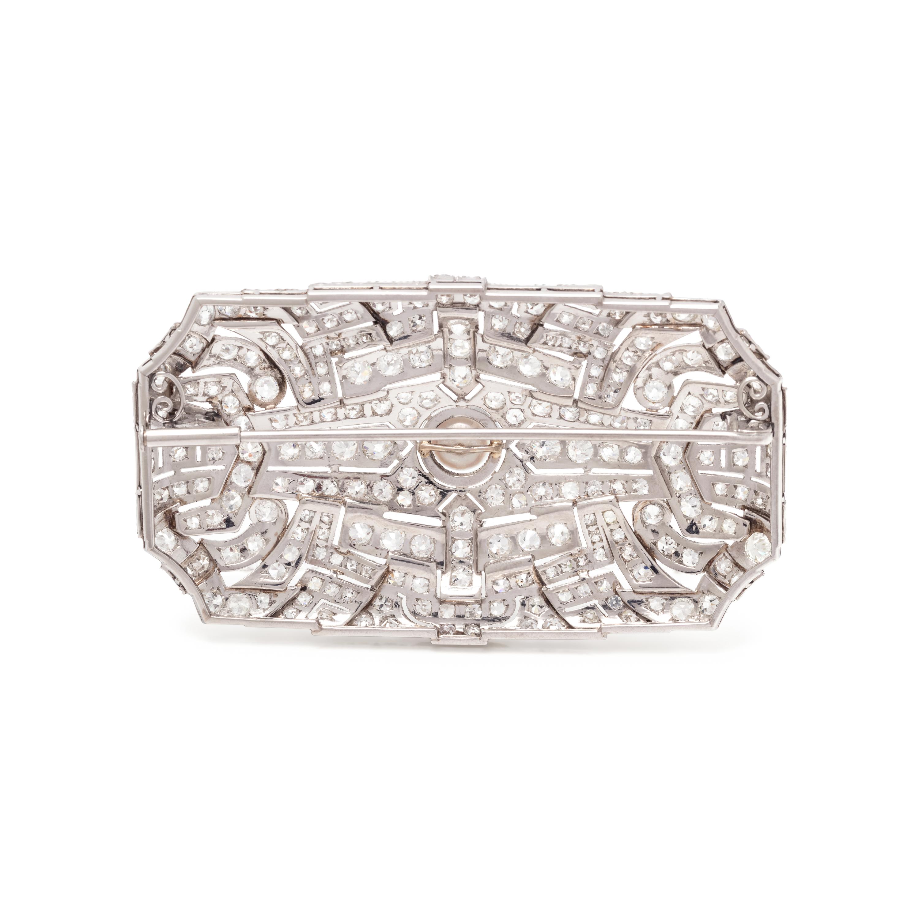 DIAMOND AND CULTURED PEARL BROOCH