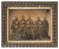 [CIVIL WAR]. Mammoth plate ambrotype of ten well-armed Union soldiers.