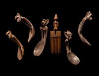 Five African Wood Spoons and a Comb